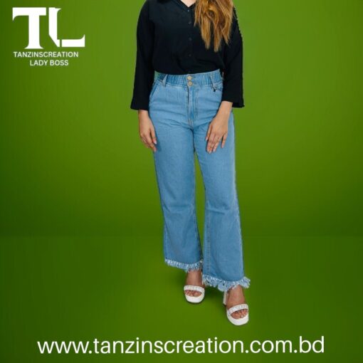 Denim High Waist Elastic Pant (Light Blue) - Image 4